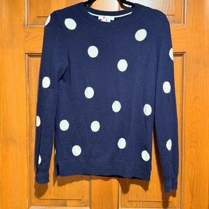 Boden Cashmere Navy and White Polka Dot Sweater Size small